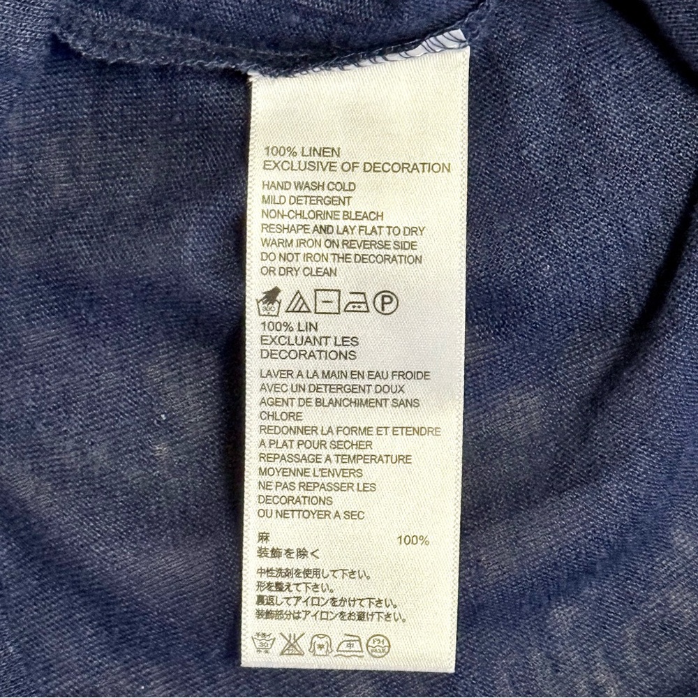NWT Women's Tommy Bahama Linnea Jersey Flower Embellished Tee 100% Linen Medium - Picture 6 of 6